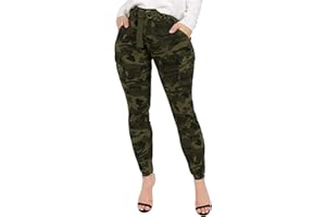 cllios Women's Stretchy Tactical Cargo Pants High Waisted Casual Joggers Plus Size Skinny Trousers Cargo Pants with 6 Pockets