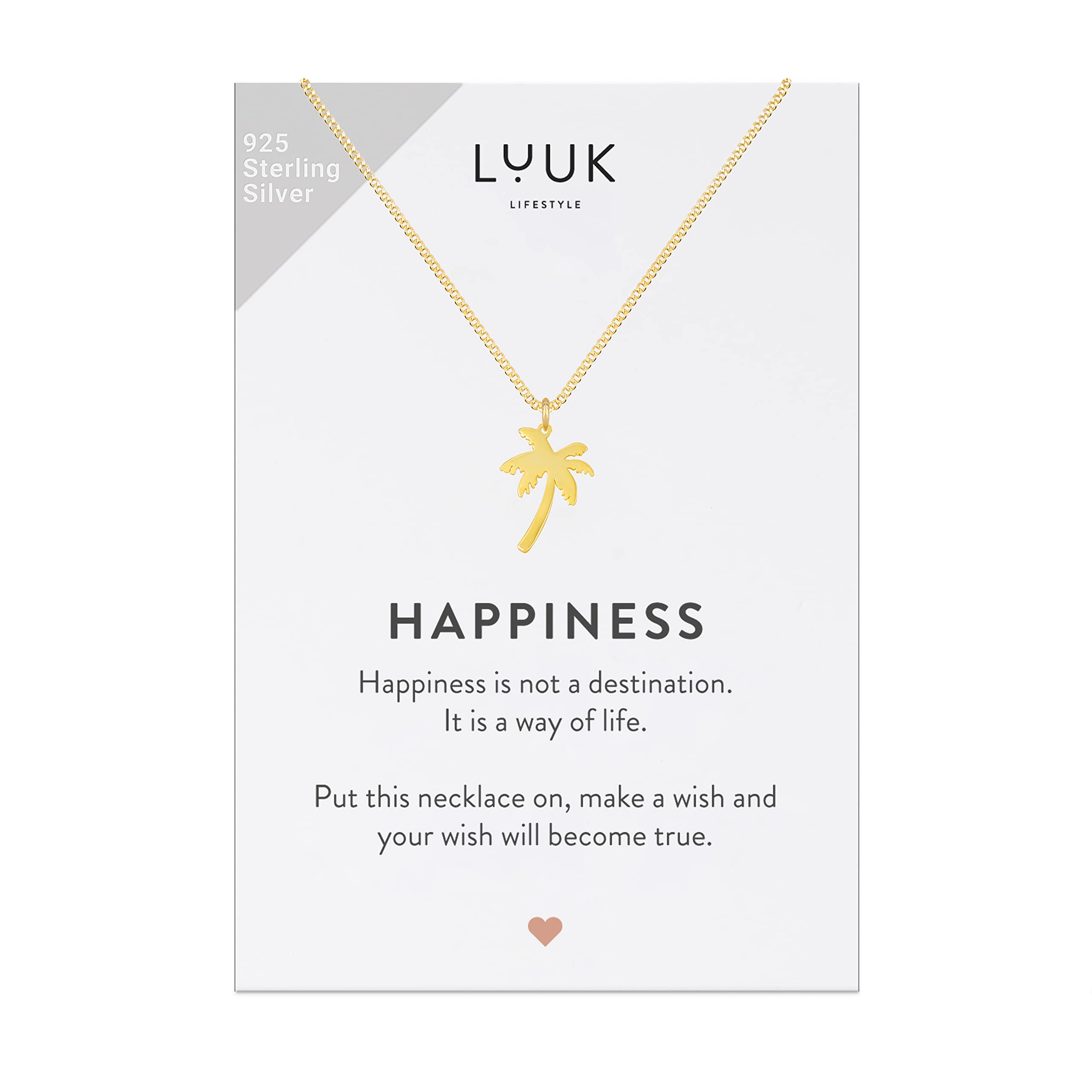 LUUK LIFESTYLE 925 Sterling Silver Pendant Necklace for Women Waterproof 50cm Chain Modern Necklace Gift for Her Gold Palm Tree โ image 1