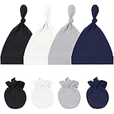 littogoose 4-Pack Baby Knot Hats for Newborns 0–4 Months – Soft Stretchy Beanie Caps for Baby Boys and Girls