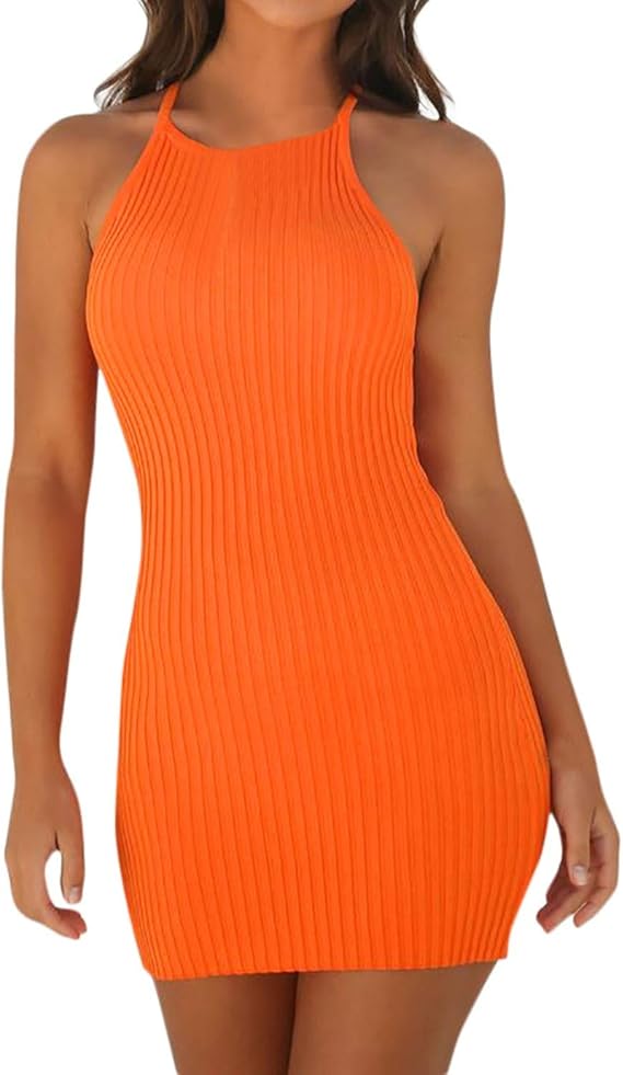 orange mini bodycon dress