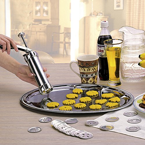 Co-link DIY Biscuit Cookie Extruder Presser Machine Biscuit Maker Cake Making Decorating Gun Cookie Tools with 20 Moulds 4 Nozzles Biscuit Baking