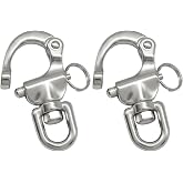 Aoserge Swivel Eye Snap Shackle - 316 Stainless Steel Quick Release Swivel Hook, Marine Grade Snap Shackle for Sailboat Rigging, Spinnaker Halyard