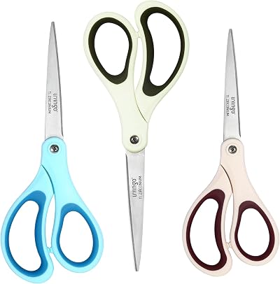 LIVINGO Scissors Set Titanium Blades Rubber Handles Office Crafting
