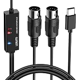 LEKATO MIDI Cable, MIDI to USB C, Type-C MIDI Interface with Input &amp; Output Connecting Keyboard/Synthesizer for Editing Recording Professional Cord Windows/Mac Studio -6.5Ft, Black