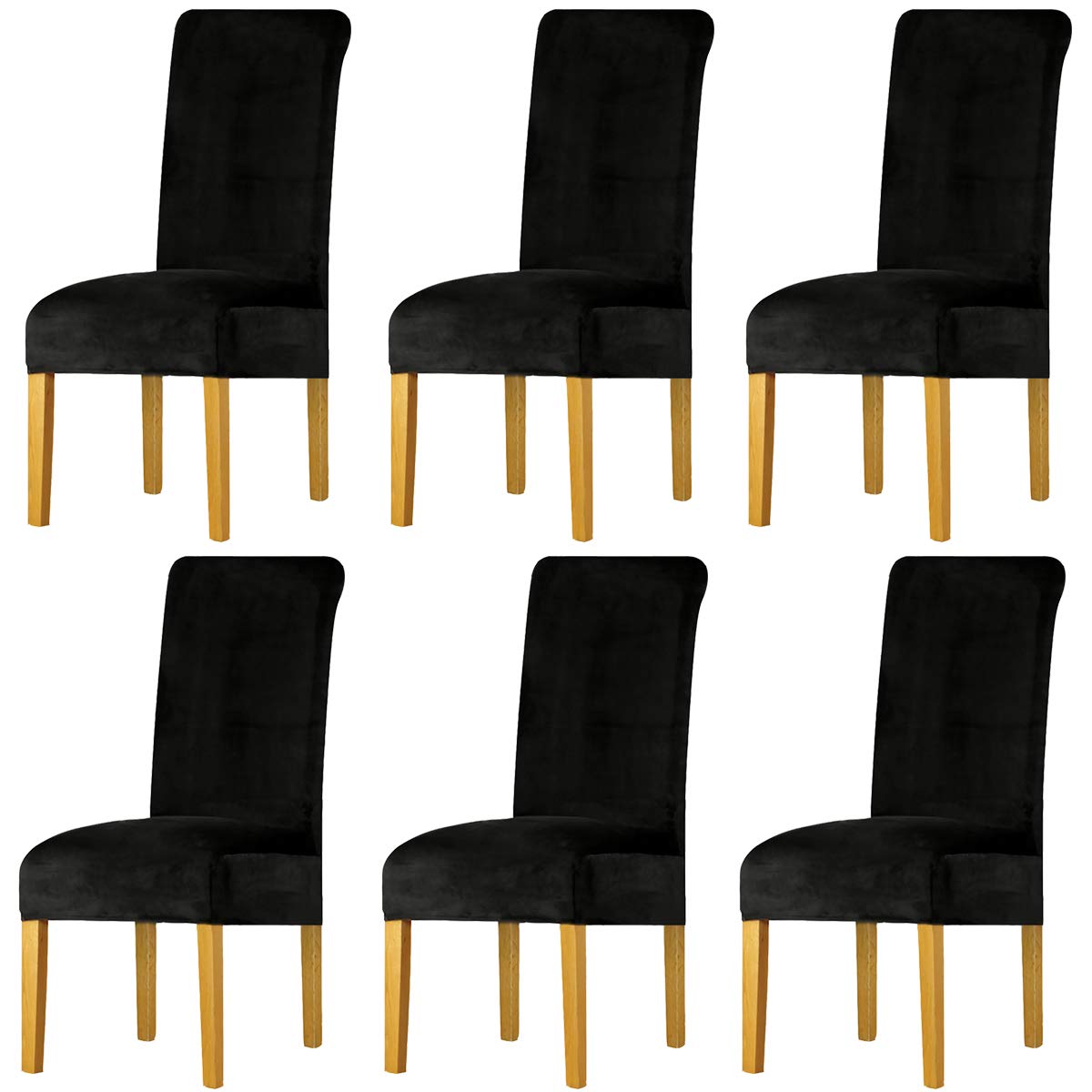 LANSHENG Dining Chair Covers Set of 6, Stretch High Back Chair Seat Protector Slipcovers, Washable Removable Kitchen Chair Covers for Dining Room (Black, Set of 6)