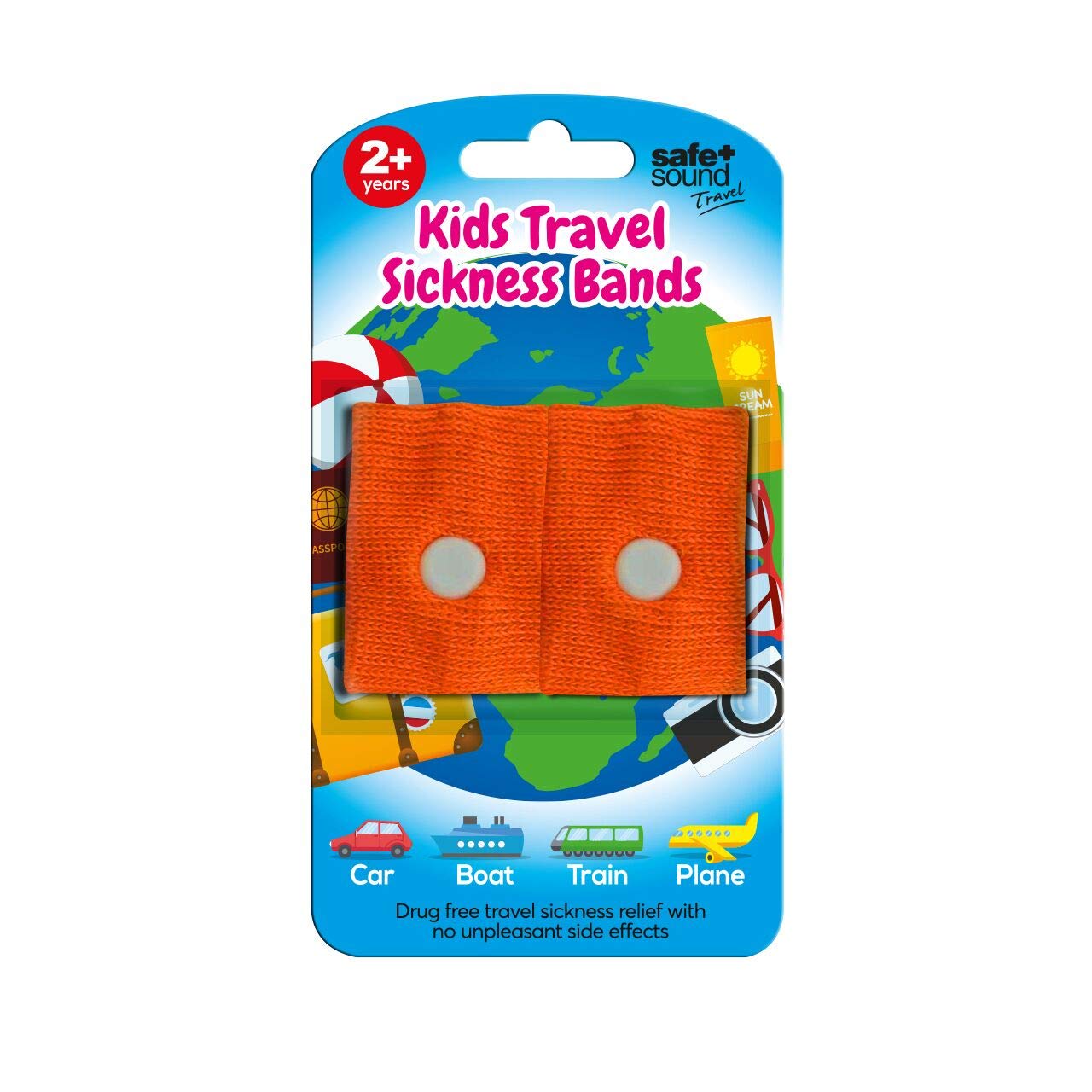 Safe and Sound Travel Sickness Bands for Ages 2+. Colour Received Will Vary. 2 Per Pack