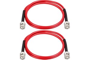 MOOKEERF BNC Cable - 3FT 2PCS RG58 50 ohm BNC Male to Male Coax Cables Low Loss BNC Extension Coaxial Cable for Antennas, RF Radios, Modems, Oscilloscopes, Spectrum, etc (Red)
