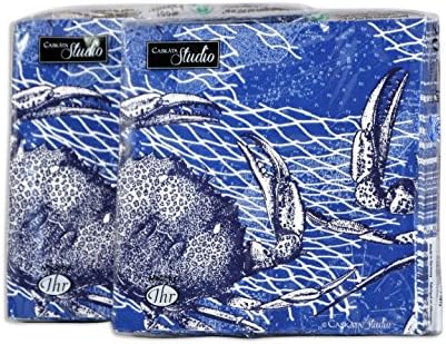 Caskata Studio 20-Count 3-Ply Paper Lunch Napkins, Blue Crab - 2 Pack