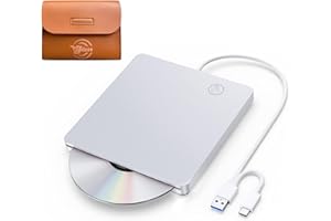 External CD DVD Drive USB3.0/Type-C USB Superdrive External Portable DVD CD Player for Laptop/Desktop, Compatible with Mac/Wi