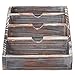 Vintage Dark Brown Wood 4 Compartments Office Supplies Organizer / Decorative Rustic Stationery Storage Rack