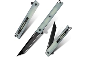 FORESAIL Flipper Pocket Folding Knife,DC53 Steel Blade and G10 Handle. With pocket clip and glass breaker,men's pocket knife hiking trip EDC tool Knife (Natural G10 Handle)