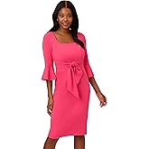 Adrianna Papell Womens Bell Sleeve Tie Front Dress