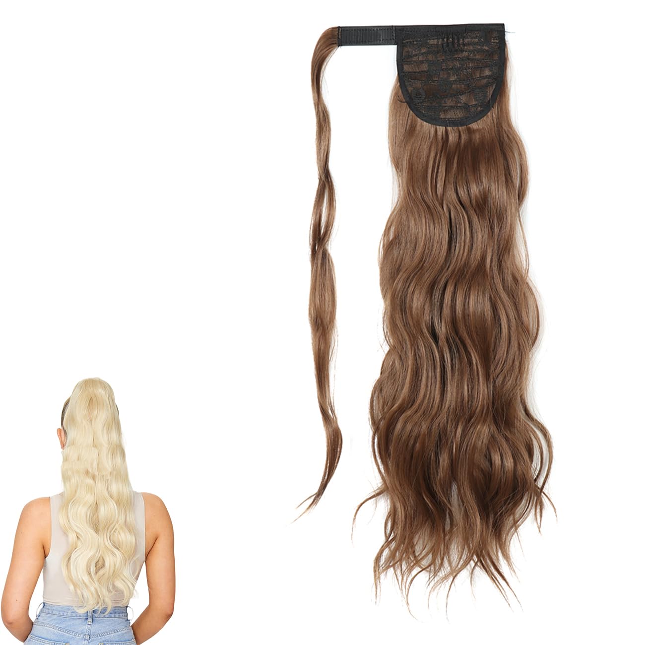 prinfantasy Wrap Around Ponytail Hair Extensions Synthetic Clip in Pony Tail Curly Hairpiece for Women, MW127