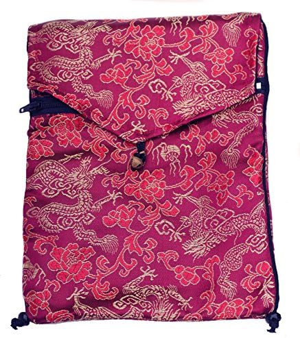 Red and Gold Tarot or Passport Bag in Silk Brocade with Flap
