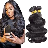 Natural Black Human Hair Bundles #1B Body Wave Bundles 12 12 12 Inch Black Body Wave Unprocessed Virgin Human Hair Extensions 50 Gram Per Bundle