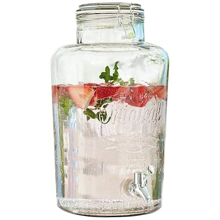 Getränkespender mit Zapfhahn - Weckglas-Optik - Für Kalt- und Heißgetränke - Glas - 8 Liter