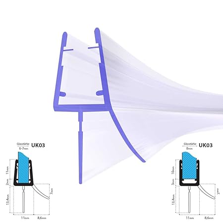 STEIGNER Duschdichtung, 100cm, Glasstärke 6/ 7/ 8 mm, Gebogene PVC Ersatzdichtung für Runddusche, UK03