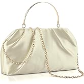 ERKOON Clutch Purse for Women Elegant Pleated Evening Bag Crossbody Shoulder Handbag Envelope Bag with 2 Detachable Chain