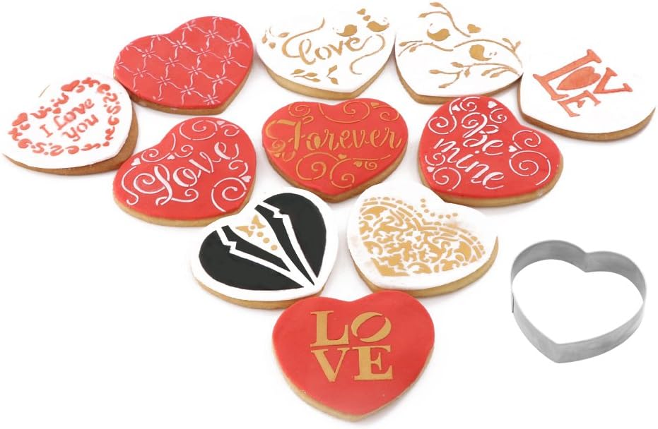 Wedding Decoration Cookie Stencil and Cutter Set, 11Pieces Cookie