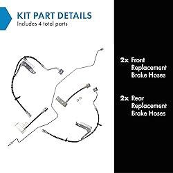 TRQ Front & Rear Brake Hose Set Compatible with