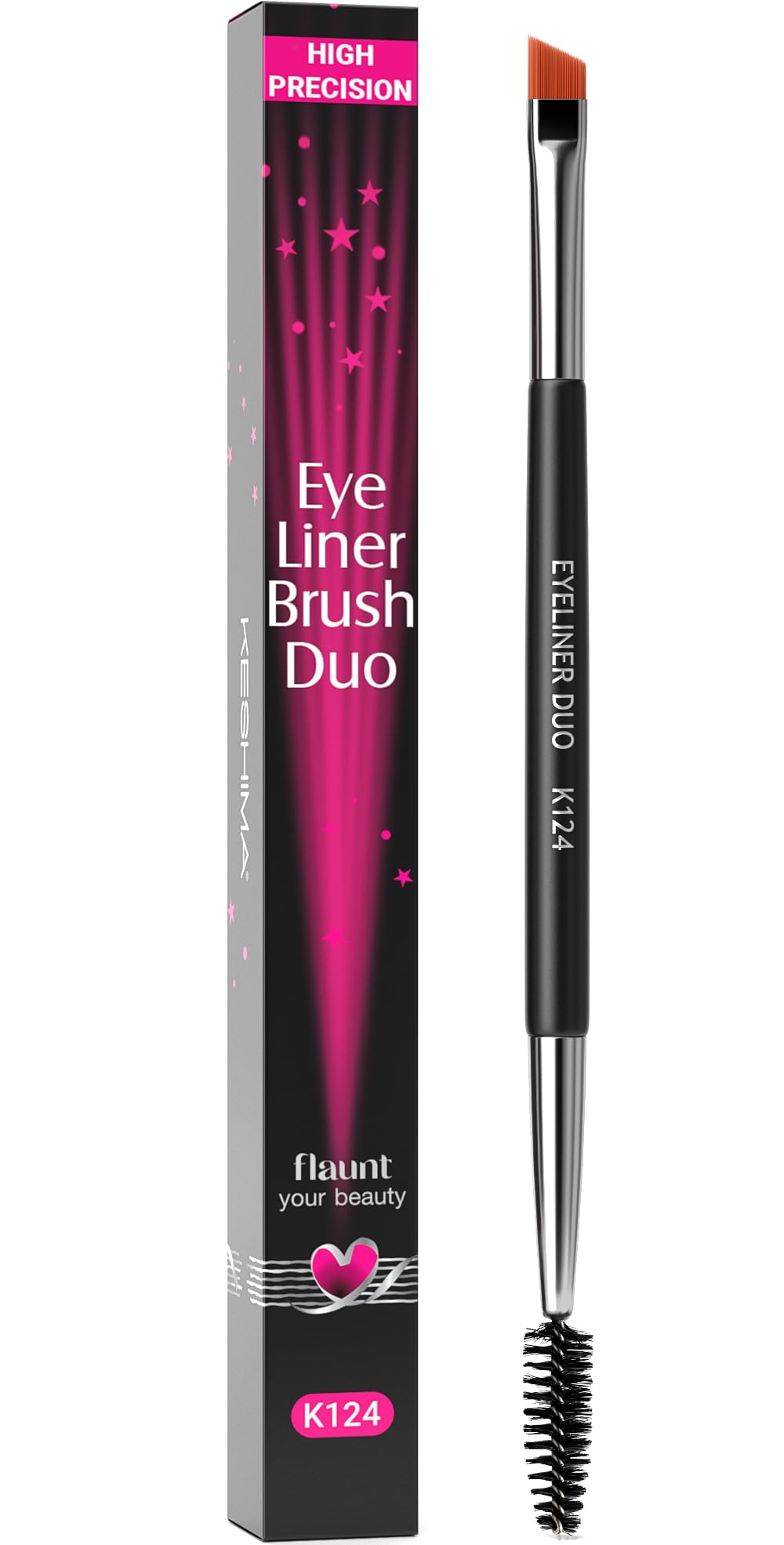 Duo Eyebrow Brush by Keshima - Premium Quality Angled Eye Brow Brush and Spoolie