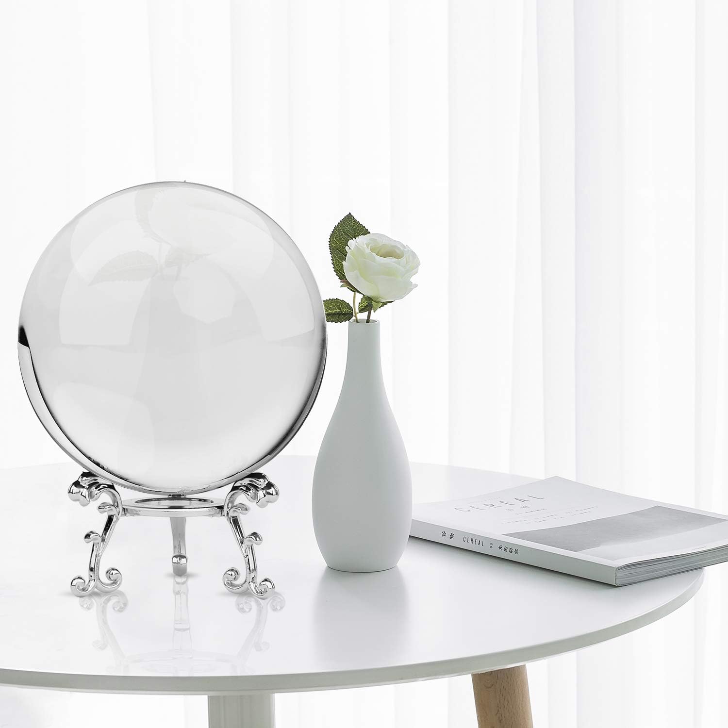 MerryNine 80mm/3.15" Photograph K9 Crystal Ball with Stylish Metallic Stand, Decorative and Photography Accessory (Transparent) - Image 4
