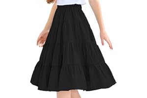 J·E STERGUARD J.E Sterguard Skirts for Girls Stretch Waist A-Line Big Swing Middle Length Multilevel Pleated Skirt Girls Skirts Size 4-16