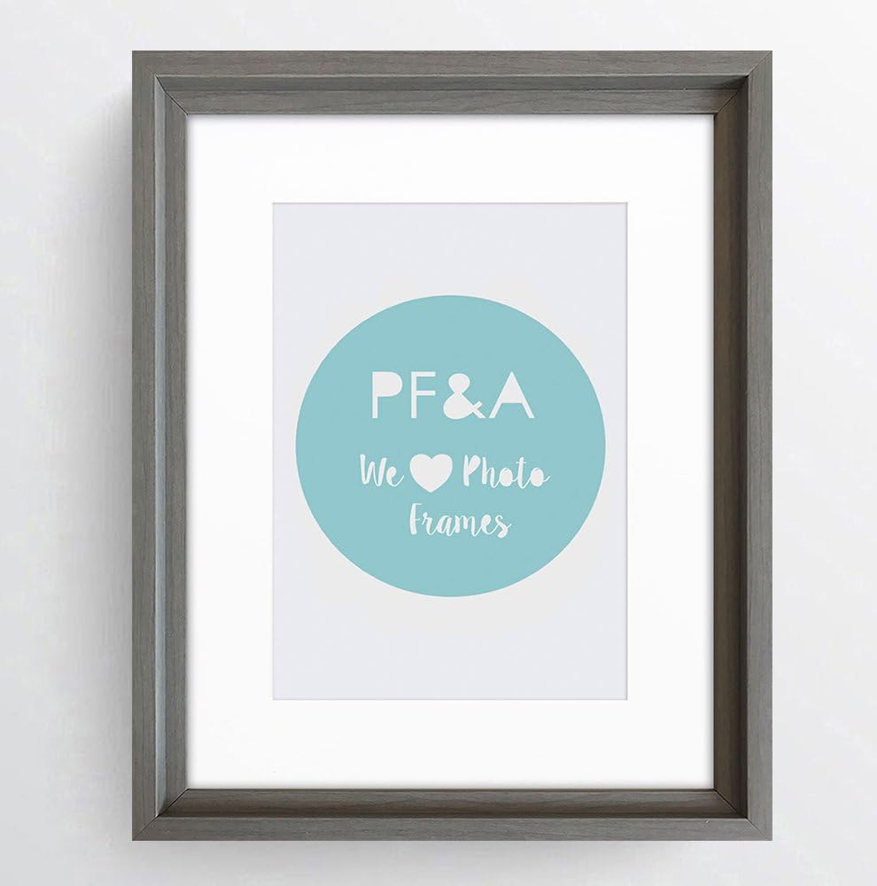 – 14x11" For 10x7" Picture - GLASS Window - Grey Hoxton Modern Deep Photo Frame With Soft Cream Mount (Width Of Frame 3cm) Made In The UK