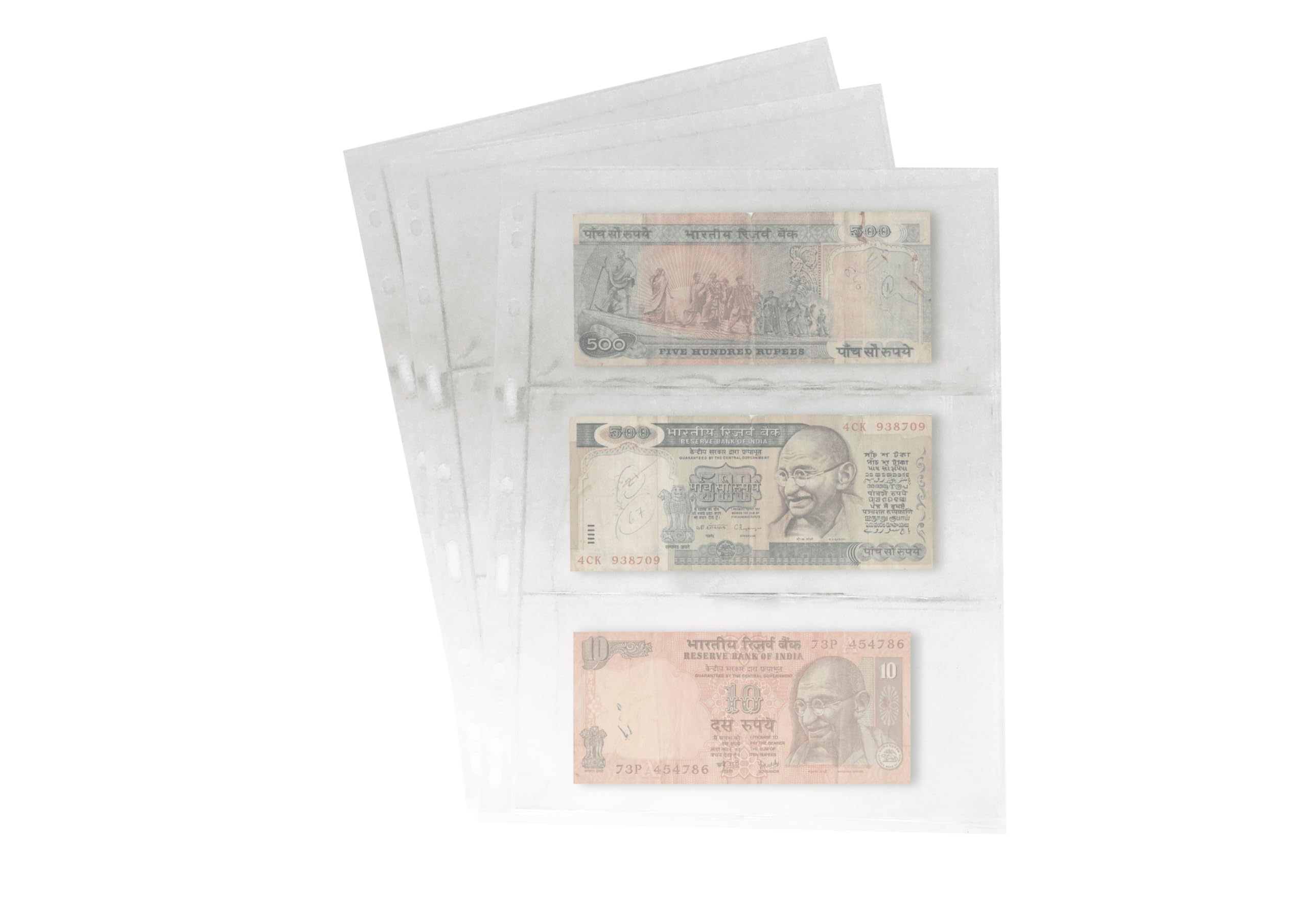 PCCB MINGT 10Pcs Standard 9-Hole Transparent Single-Sided Album Inner Sheets Stamp Banknote Collection Album Inserts Pages For Coin Collecting And Supplies (3 Pockets)
