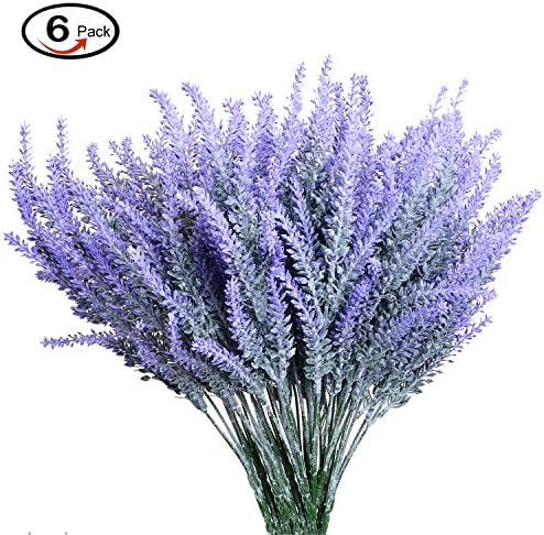 Artificial Lavender Flowers, Hspoepro Lavender Bouquet in Purple Artificial Plant for Home DIY Decor, Wedding, Garden, Office Decor, 6 Bundles