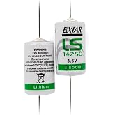 Lunggwey (2-Pack) 3.6V LS14250 1/2AA Battery with Axial Terminals | Fits ER14250, LS14250CNA and ER3 compatible meters, PLCs and industrial electronics; non-rechargeable axial-lead cells.