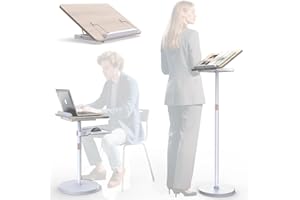 Haweah Lectern Podium Stand - Dual-Use Floor and Desktop Book Holder Stand, Height Adjustable Podium Lectern for Church, Weddings,Speech,Classroom,Speech-White