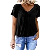 Dokotoo Women's Casual Summer T Shirts Short Sleeve V Neck Tops Tshirts