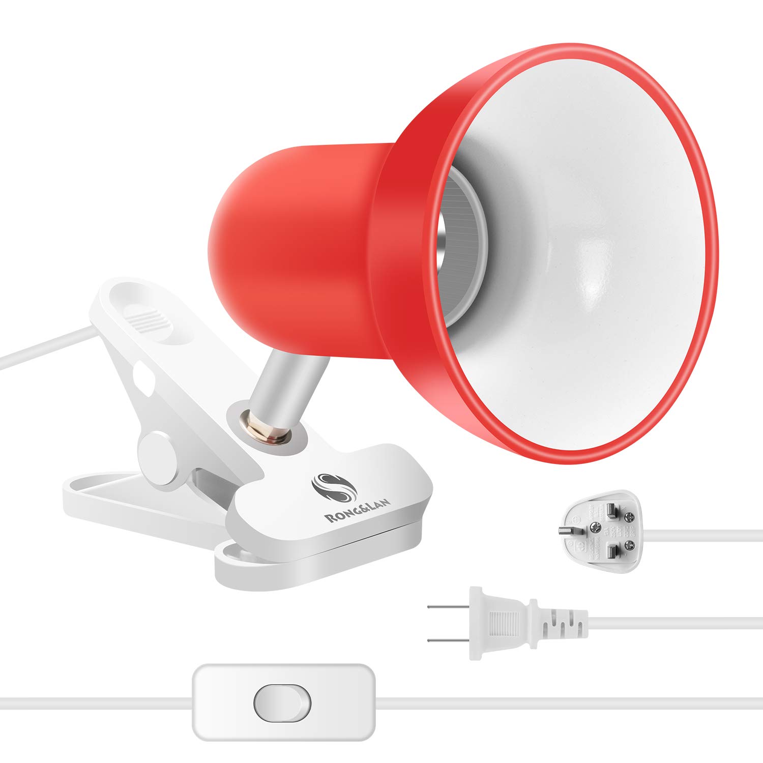 Photo 1 of RONG&LAN Desk lamp,360° Rotation Clip on Lamp Portable Book Reading Light,Clamp on Desk/Table/Bunk Bed/Cupboard Home Lighting, (Seven Colors for Your Choice) Red