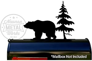 NEWNAN METAL WORKS Bear and Tree - Metal Mailbox Topper/Plaque - Hardware Included