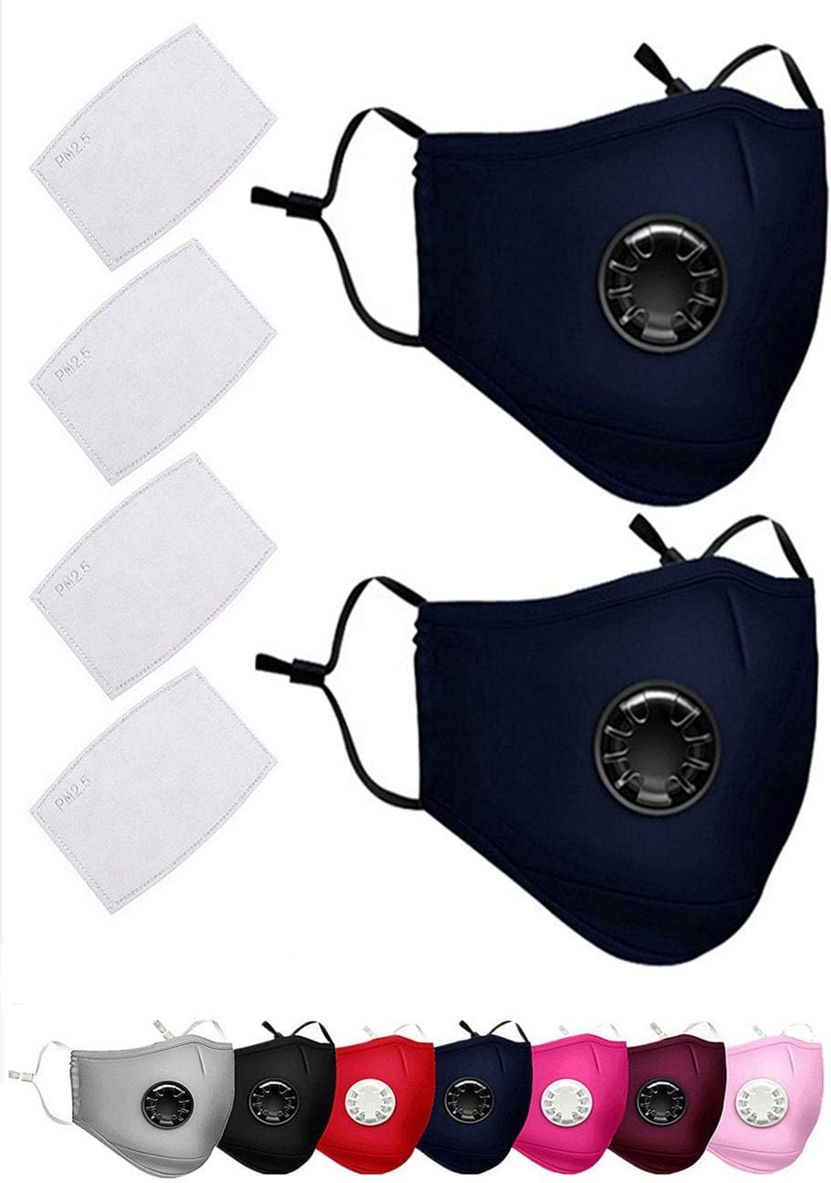 2 Pack PM 2.5 Air Pollution Masks with 4 Air Filter Cotton Sheet