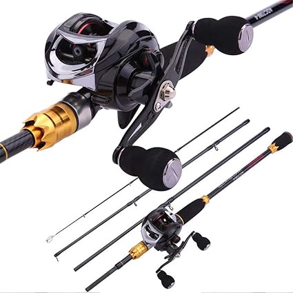  4 Section Carbon Portable Fishing Rod With Reel