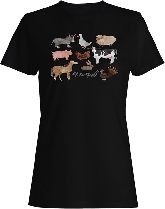 Amazon.com: Variety Watercolor Animals Ladies T-Shirt Tee o946f: Clothing