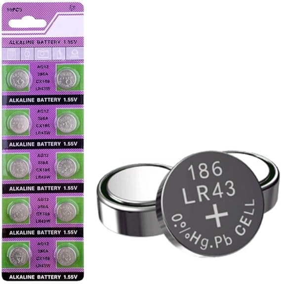 Cotchear 10pcs/Pack AG12 Coin Battery LR43 SR43 260 386 1.55V Alkaline