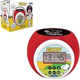 LEXiBOOK, Peanuts Snoopy Projector Alarm Clock with Star Projection, Night Light Timer, Snooze Function, Blue Backlit LCD Display, Red/White, RL977PN