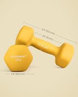 SONGMICS 2 x 1 kg Neoprene Dumbbells Hex Yellow SYL62YL view 5
