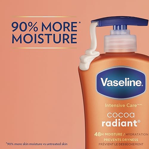Vaseline Intensive Care Body Lotion Cocoa Radiant for Dry Skin Lotion Made with Ultra-Hydrating Lipids and Pure Cocoa Butter for a Long-Lasting, Radiant Glow 20.3 fl oz