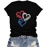 LuxLass 4th of July Shirts Women USA Patriotic T-Shirt American Flag Tee Tops