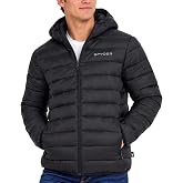 Spyder Puffer Jacket Men - Packable Lightweight Quilted Hooded Winter Coat | Soft-touch insulation, packs into inner zip pocket, reversed coil zipper, zippered hand pockets