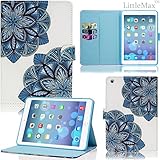 iPad Mini Case - LittleMax(TM) Smart Auto Wake/Sleep Stand Case [Magnet Closure] Flip Folio Wallet Case Cover for iPad Mini 3/2/1 [Free Cleaning Cloth,Stylus Pen]-# Blue Floral