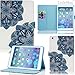 iPad Mini Case - LittleMax(TM) Smart Auto Wake/Sleep Stand Case [Magnet Closure] Flip Folio Wallet Case Cover for iPad Mini 3/2/1 [Free Cleaning Cloth,Stylus Pen]-# Blue Floral