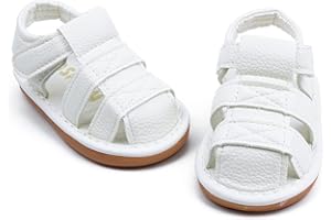 SOFMUO Baby Boys Girls Squeaky Sandals Non-Slip Soft Rubber Sole Closed Toe Infant Summer Outdoor Shoes Toddler First Walkers