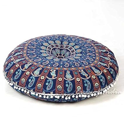 32 Blue Yellow Green Mandala Floor Meditation Cushion Pillow