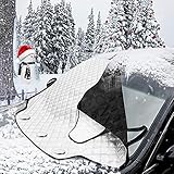 MATCC Car Windshield Snow Cover Magnetic Frost Guard Winter Protector Cotton Thicker Snow Protection Cover Winter Snow Removal Magnetic Edges Fits Most Car