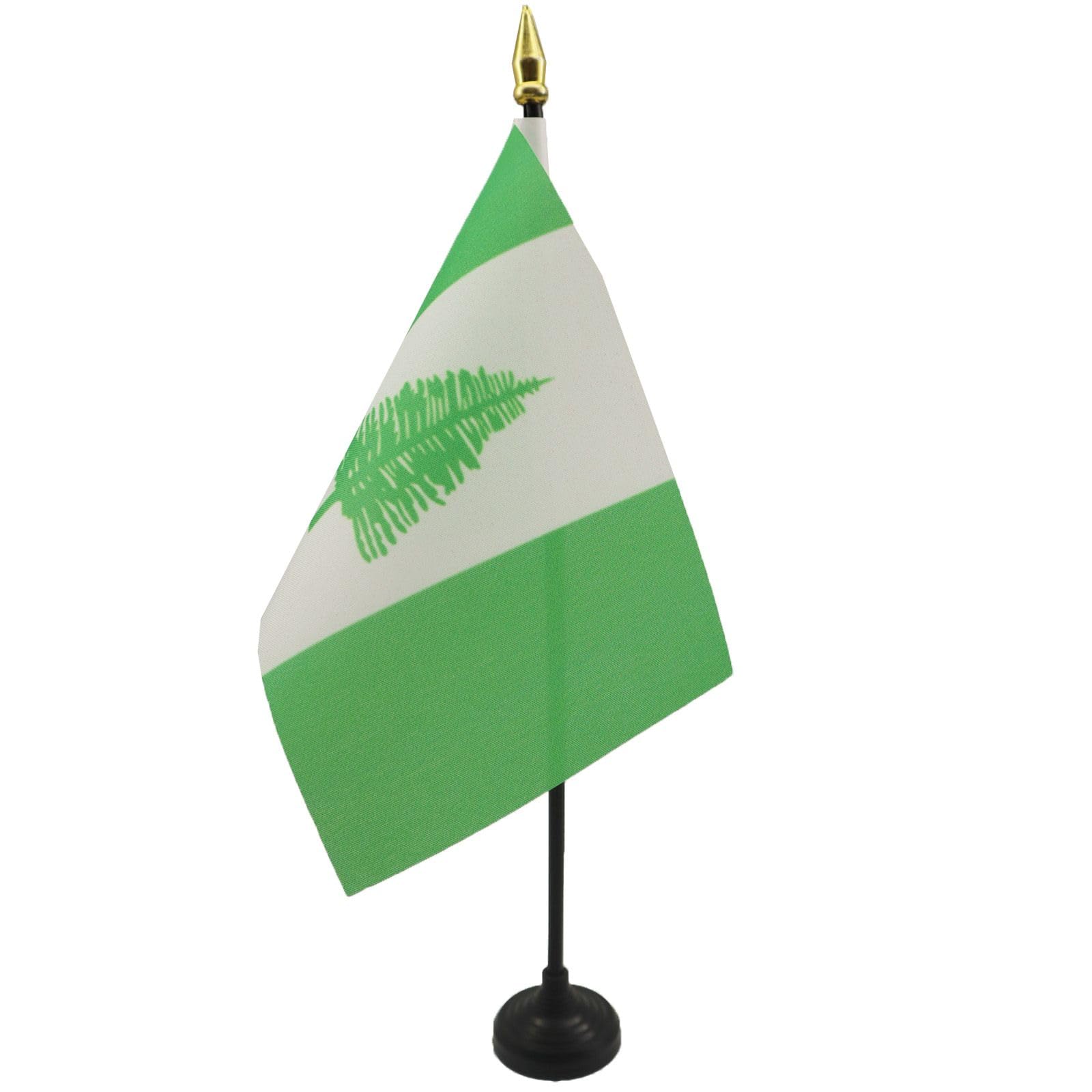 AZ FLAG - Norfolk Island Table Flag 4'' x 6'' - Norfolk Islander Mini Desk Flag 100% Polyester 15 x 10 cm - Office Mini Banner with 10'' Pole - Golden Spear — image 1